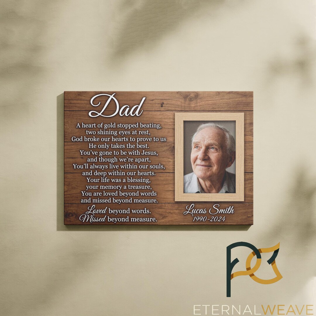 Memorial for Dad | Loss of Father Gift | Personalized Sympathy Canvas ...