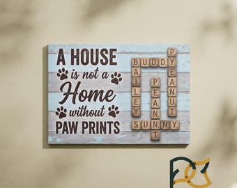 Personalized Pet Name Sign | Scrabble Tile Wall Art | Dog Lover Decor | Custom Crossword Canvas