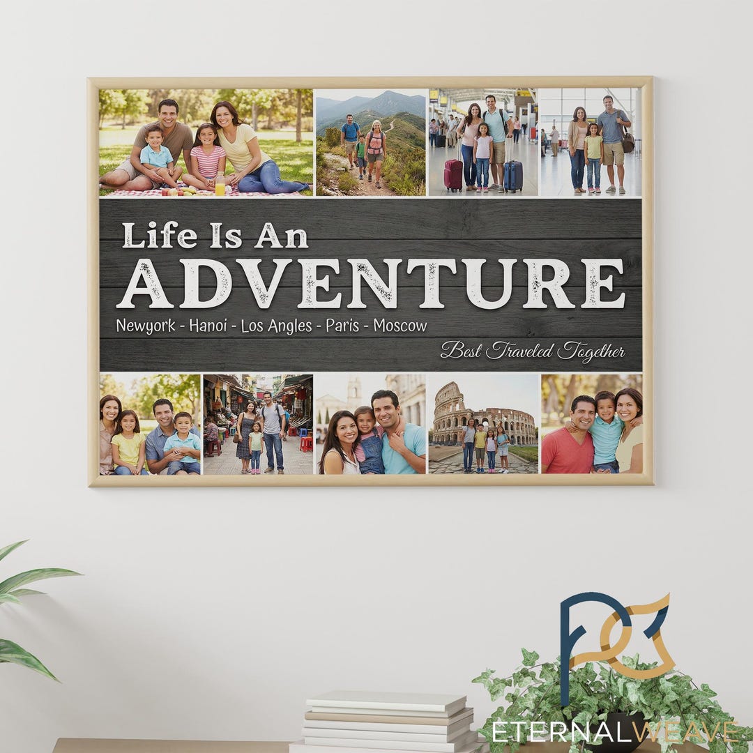 Fun Adventure Collage Custom Adventure Photo Collage | Family Travel Memory Canvas | Vacation ...