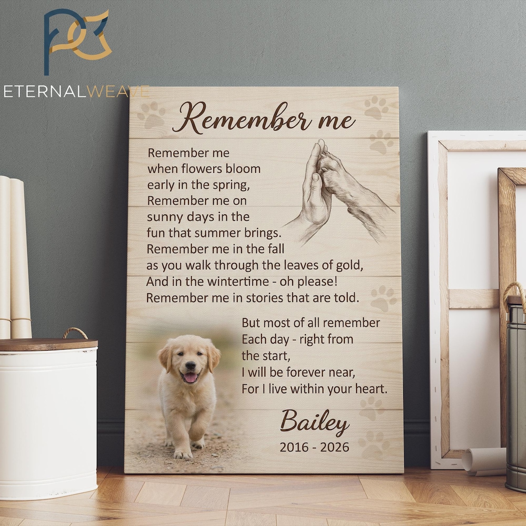 Personalized Pet Memorial Canvas | Dog Loss Sympathy Gift | Remember Me ...