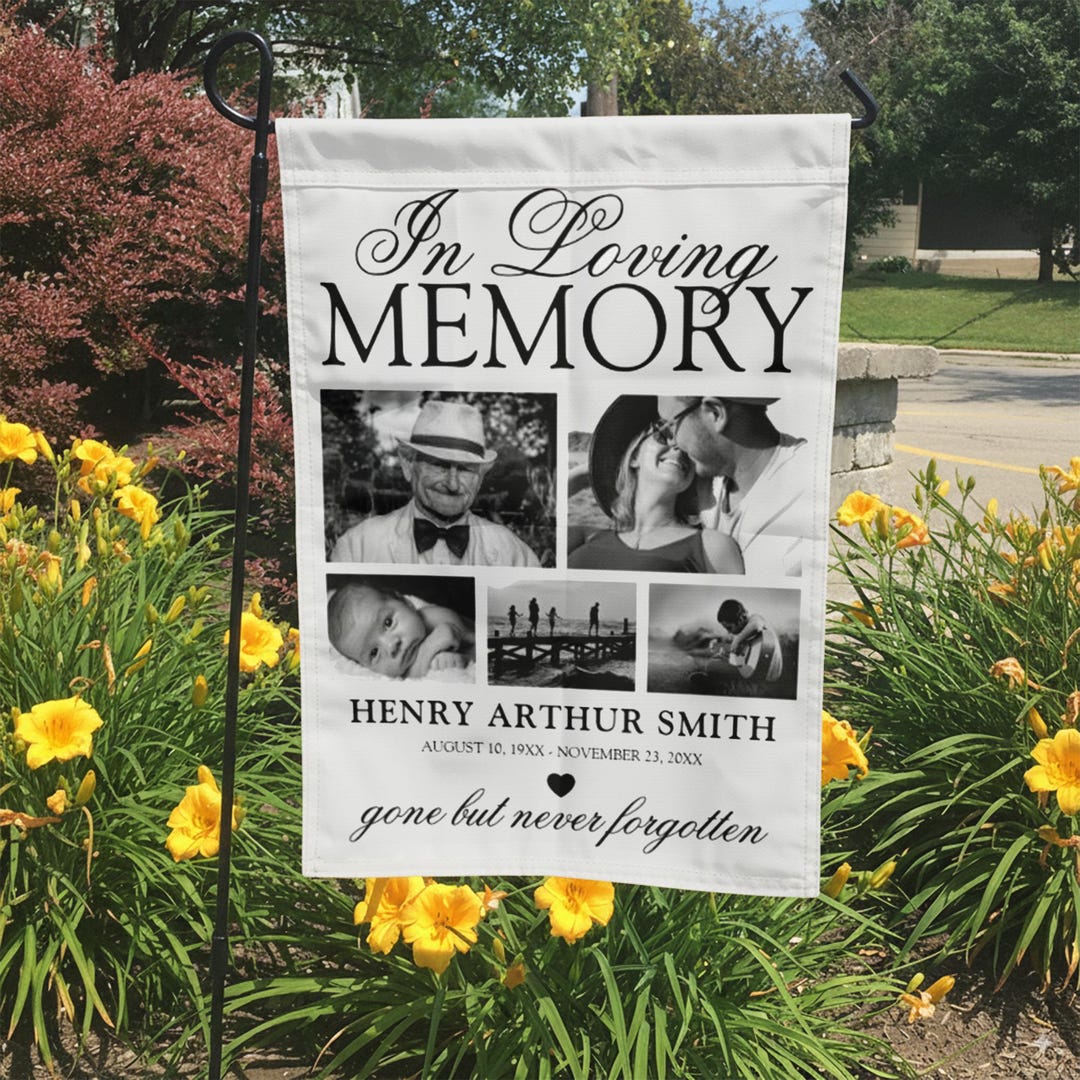 Elegant Memorial Garden Flag, Custom Memorial Flags for Grave, Forever ...