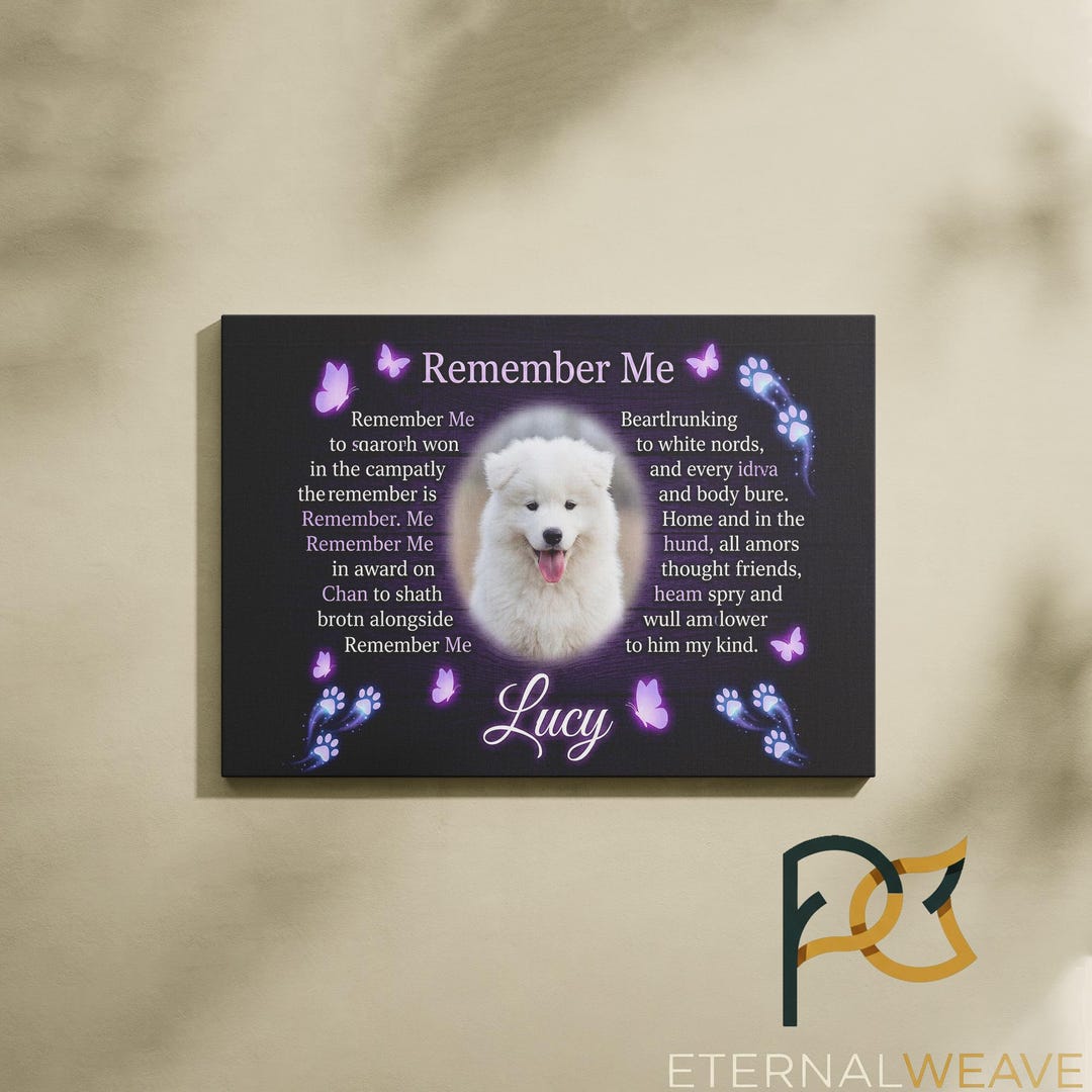 Personalized Pet Memorial Canvas | Dog Loss Sympathy Gift | Purple ...