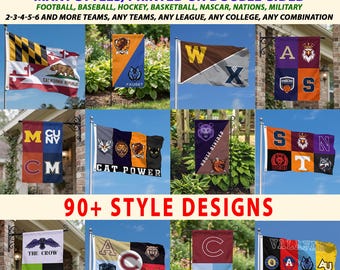 Custom House divided Garden Flag, Football Flag, College House Flag, Rivalry Flag, Split Teams 3x5 Flag, Personalized Game Day Sign