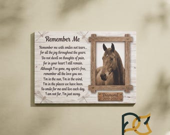 Personalized Horse Memorial Gift | Remember Me Poem Canvas | Rustic Loss of Horse Sign | Equestrian Sympathy Keepsake