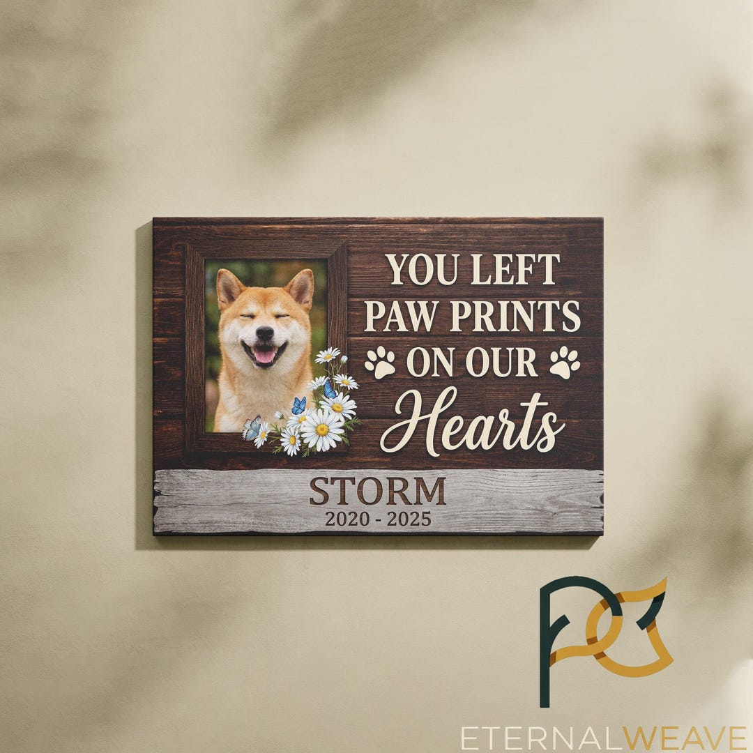 Pet Memorial Gift | Paw Prints on Our Hearts | Personalized Dog Loss ...