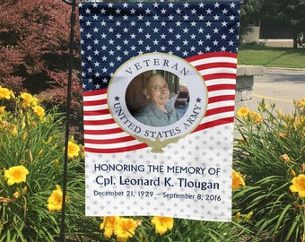Veteran Memorial Flag | Personalized Military Grave Marker | In Loving Memory of a Hero | Patriotic Sympathy Gift | Memorial Garden Flag