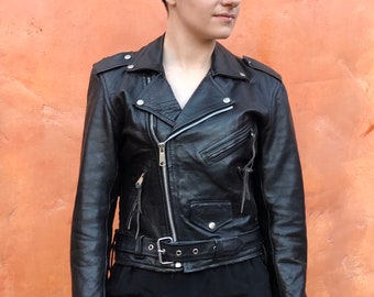 Jet Genuine Leather Motorcycle Motorbike Biker Waistcoat Vest Side Laces L, Black
