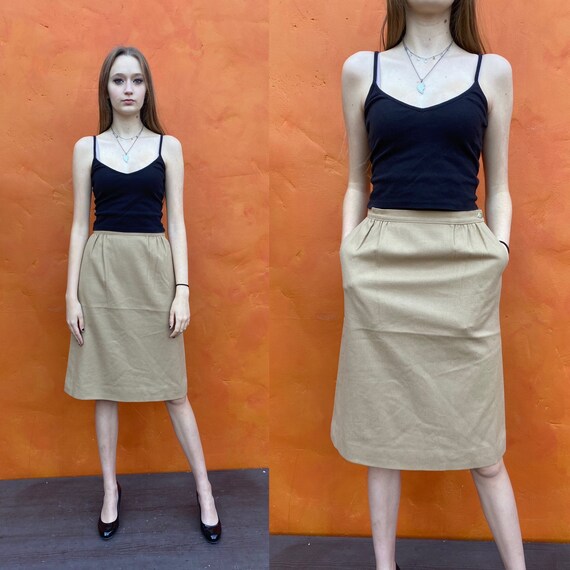 Vintage 1970s 1980s Camel Wool Pendleton A-line Sk