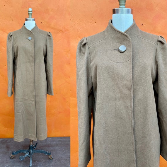 Vintage 1940s Brown Wool Midi Coat. Iconic WWII er