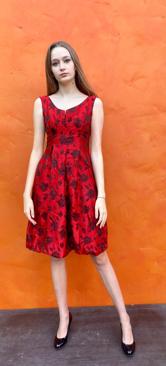 Vintage 1950s Swing Dress Pinup Rockabilly fit fl… - image 4