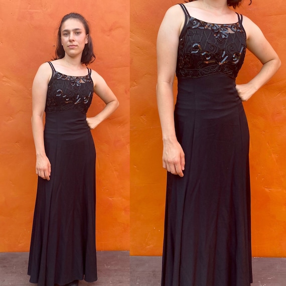 Vintage 1990s Black Beaded CACHE Maxi Dress. Sexy Party Cocktail Formal Gown  Prom Dress Evening Gown Xs Small Size 2 4 - Etsy