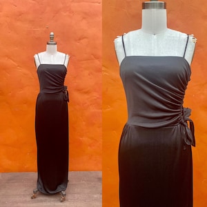 Sexy Slinky Vintage 1970s Black Maxi Dress. Glam Boho Cocktail Party Evening Night club Disco xs size 0 2