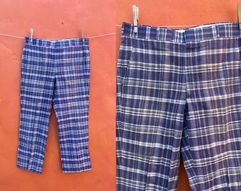 Vintage 1960s Plaid Pants. Retro modern Men's plaid trousers. 34x28