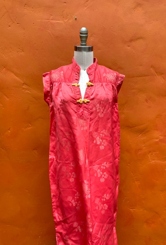 Vintage Pink Silk Hostess Asian Cheongsam Tunic M… - image 8