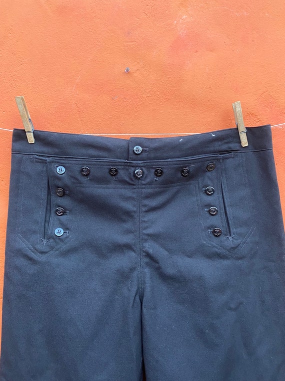 Vintage Navy Wool Sailor Pants. Lace up back. Cor… - image 3