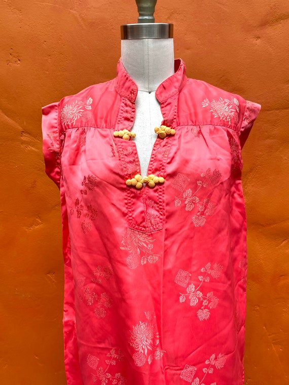 Vintage Pink Silk Hostess Asian Cheongsam Tunic M… - image 4