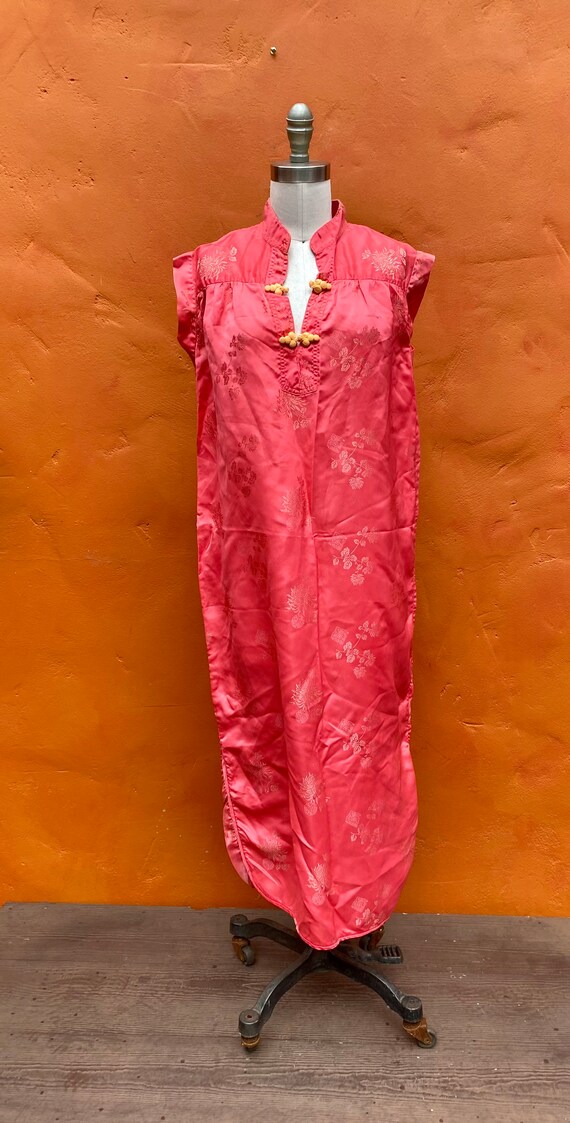 Vintage Pink Silk Hostess Asian Cheongsam Tunic M… - image 2