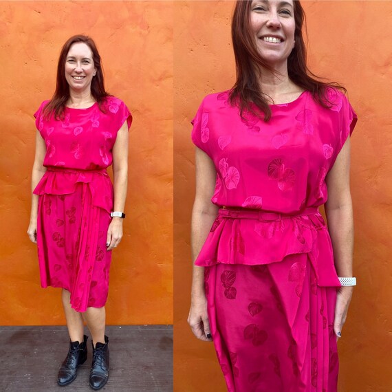 Vintage 1980s does 1940s Peplum Dress. 1980s Secre
