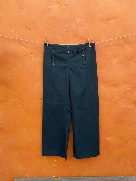 Vintage Navy Wool Sailor Pants. Lace up back. Cor… - image 4