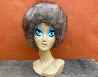 Vintage Winter Real Fur Hat. Russian Fur Hat. 1960s 1970s Fur hat.