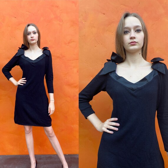 Vintage 1980s does 1950s Black Knit Wiggle Dress B