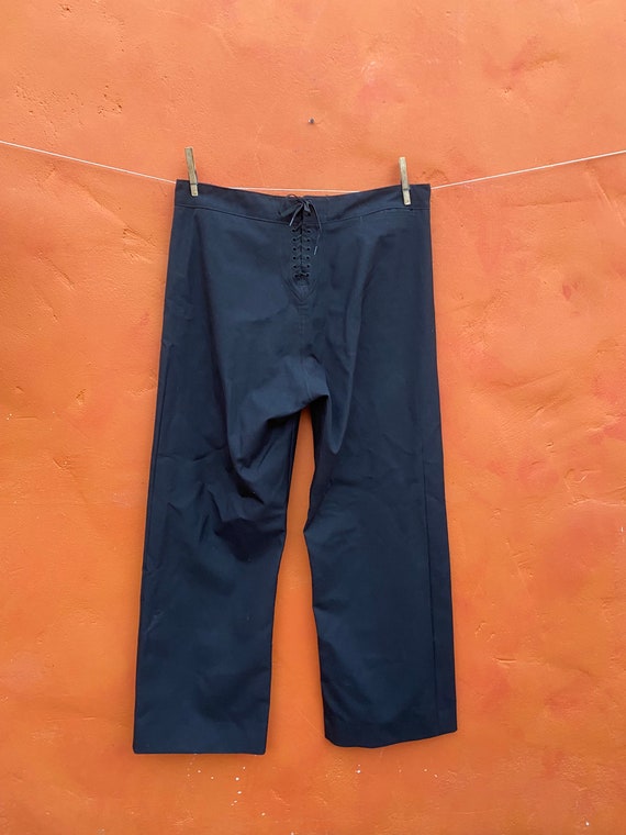 Vintage Navy Wool Sailor Pants. Lace up back. Cor… - image 5