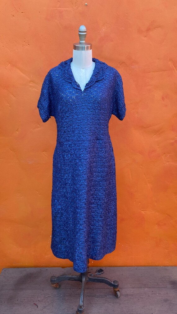 Vintage 1940s Women's Blue Ribbon Dress. 40s dres… - image 2