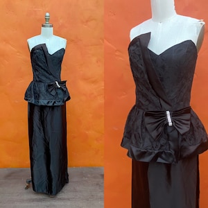 Vintage Statement Black 1980s Dress. Prom dress Evening dress Cocktail Dress Party dress Deadstock Strapless 1940s dress Size Size 4 6