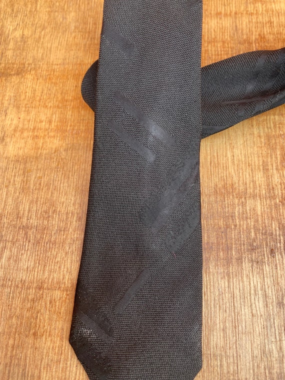 Vintage 1950s 1960s Mod Skinny Neck Tie - Black o… - image 2