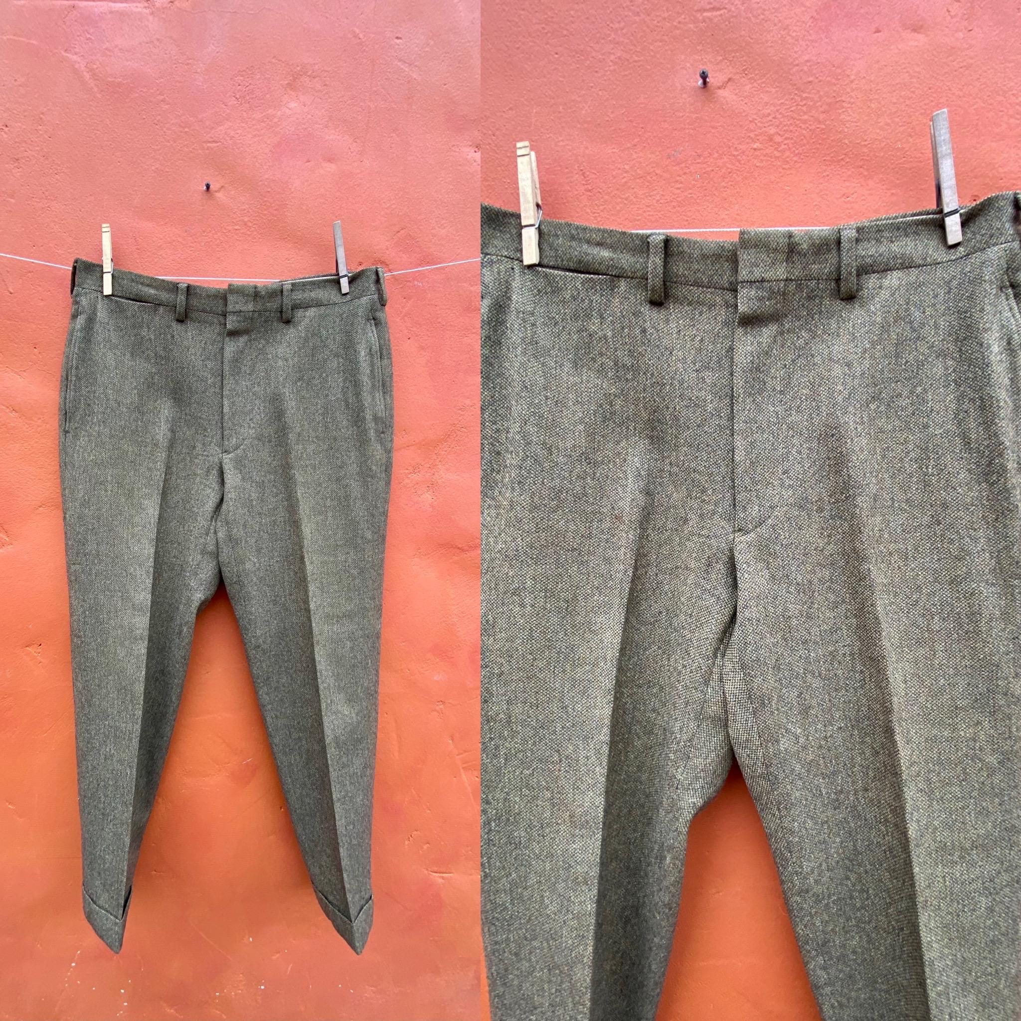 50s 60s vintage slacks \"ダークブラウン\" W34/L26 Vintage 60s Office Suit Trousers / Unisex Cream Pants - Etsy