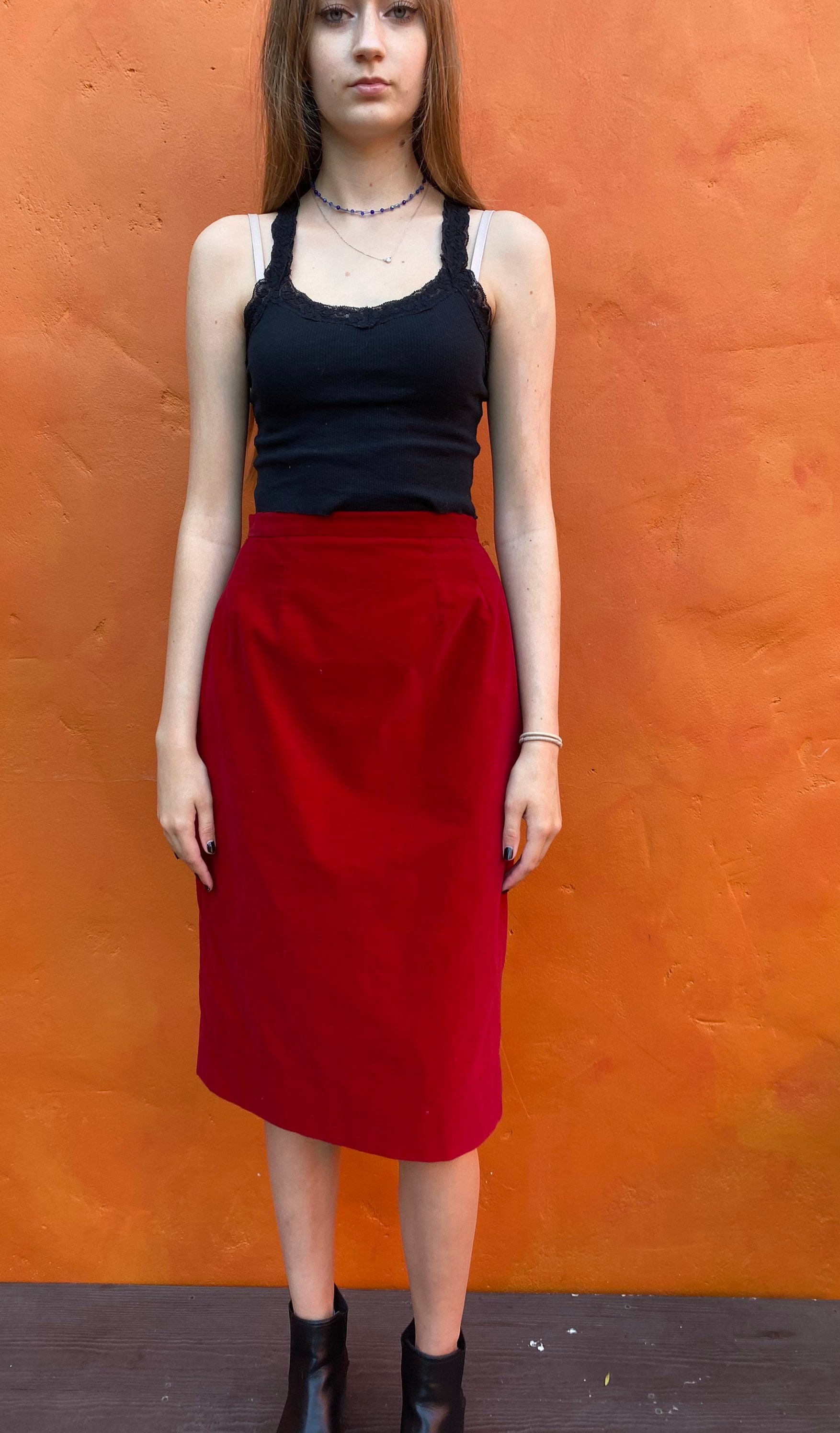 Vintage 1950 1960s RED Velvet Pencil Skirt. 1950s Wiggle Skirt | Etsy UK