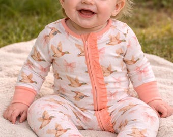 Baby Girl Pink Bow Mallard Sleeper