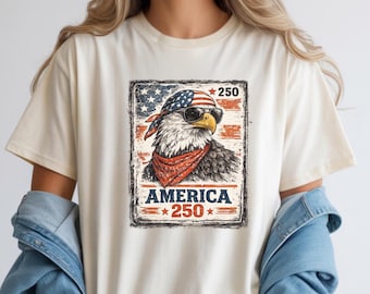 America 250 Shirt, Patriotic Eagle USA Tee, Vintage Americana Graphic Shirt, Retro 4th of July Eagle Tee