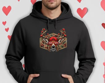 Camo Deer Valentine Hoodie and Shirt, XOXO Design, Matching Couple Apparel, Anniversary Gift for Him