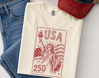 USA 250 Vintage America Shirt, Statue of Liberty Patriotic Tee, 4th of July Comfort Colors Shirt, 1776 2026 USA Graphic Tee