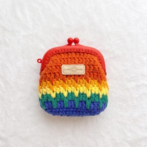 Handmade Crochet Earbud Pouch Rainbow Knit Airpods Case Colorful Coin Purse Cute Tech Accessory Mini Woven Headphone Bag