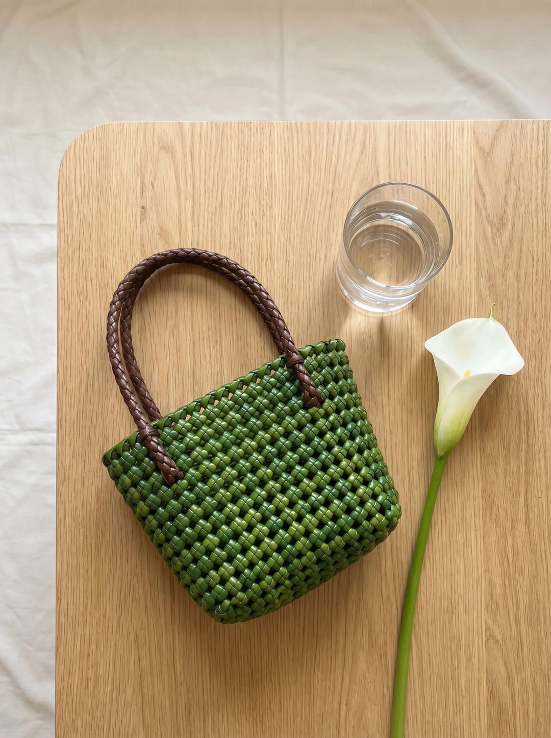 Handwoven Rattan Tote Bag: Artisan Matcha Green Statement Handbag ...