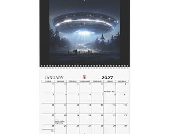 2027 Alien UFO UAP Wall Calendar  SciFi Space Calendar
