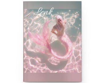 Merman/Mermaid Hardcover Journal 'Lenk' Pink Ocean Notebook