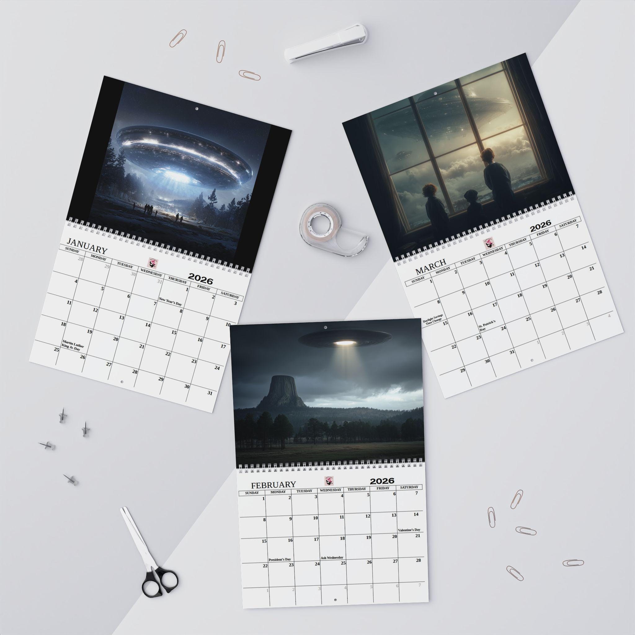 Alien UFO Wall Calendar Scifi Space Calendar - Etsy