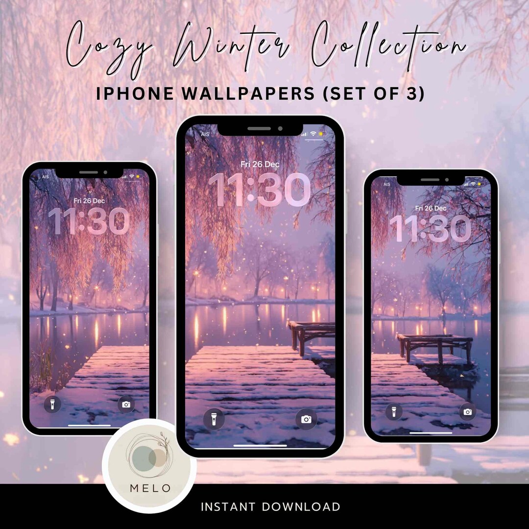 Snowy Lake iPhone Wallpaper | Pastel Winter Lock Screen (digital ...