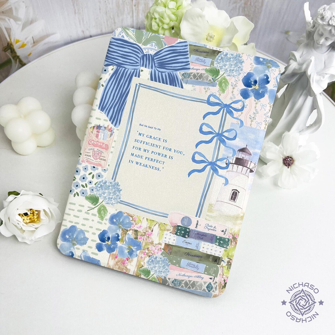 Blue Letter Bow Kindle Case With Hand Strap for Paperwhite12 11th ...