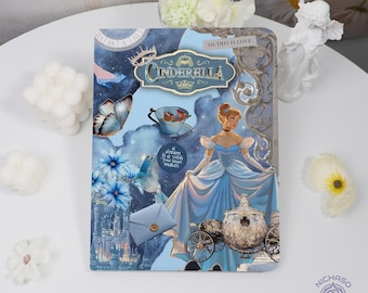 May include: A rectangular decorative plaque featuring a Cinderella theme with a blue color palette. It displays the text Cinderella, So this is love, and A dream is a wish your heart makes. The design includes a princess, a carriage, a butterfly, and flowers.