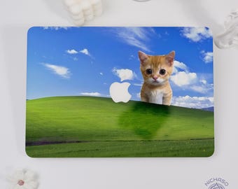 Gräsmark Söt Katt Blå Himmel Macbook-skal till Macbook Air 15 13 11, Pro 13 14 15 16, 2026 M5, M2 M3 M4, MacBook Neo A18, Anpassningsbart fodral