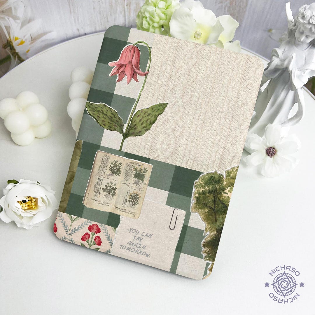 Retro Green Collage Kindle Case With Hand Strap for Paperwhite12 11th ...