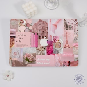 Rosa collage-frostat Macbook-skal för Neo A18 2026, Air 15 13 11, Pro 13 14 15 16, 2026 M5, M2 M3 M4 M5, hårt skal, anpassningsbart fodral