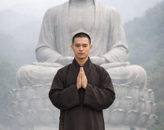 Zen Meditation Robe, Loose Fit Minimalist Buddhist Temple Clothing, Unisex Asian Inspired Spiritual Wear