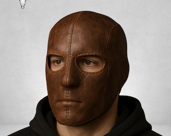 Handmade Brown Leather Full Face Mask: Steampunk Cosplay Accessory