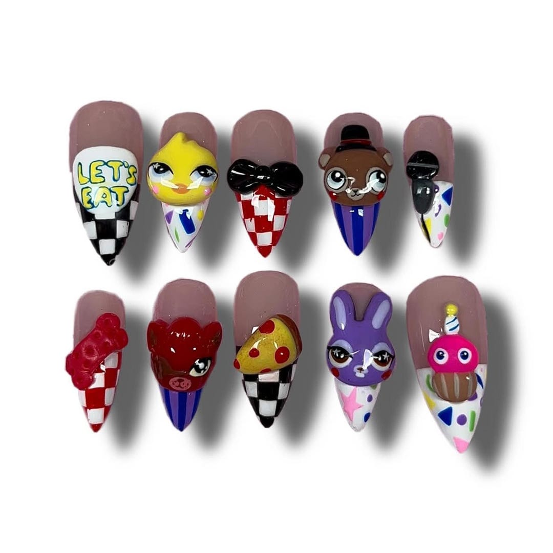FNAF X LPS Press on Nails, Five Nights at Freddy’s Inspired Nail Set ...