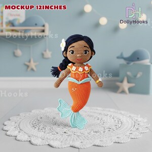Disney Jr.s Ariel Characters Dolls, Dark Skin Ariel Mermaid Doll, Handmade Jr.s Ariel Crochet Doll Set, Ursula Doll, Flounder Fish Doll bild 5